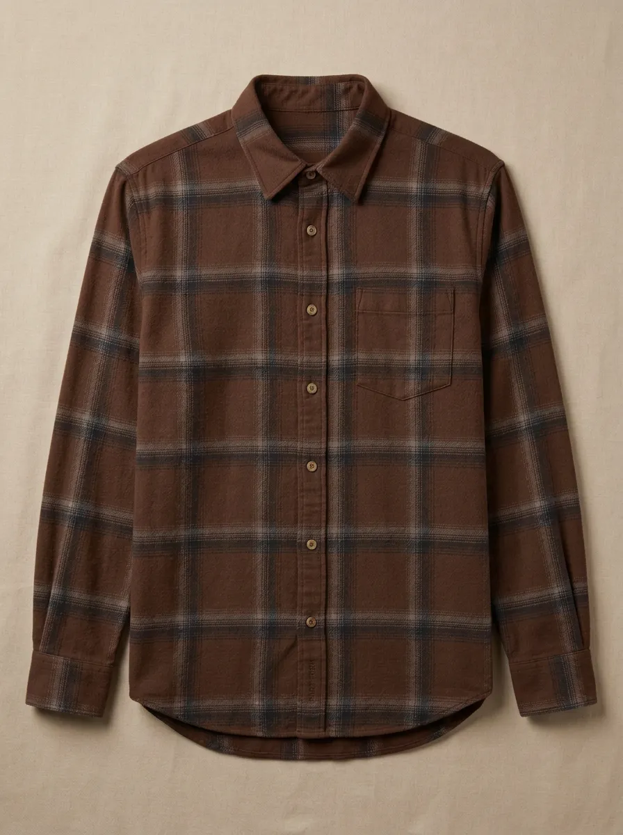 Relaxed Design Plaid Long-Sleeve Men's Long-Sleeve Shirt