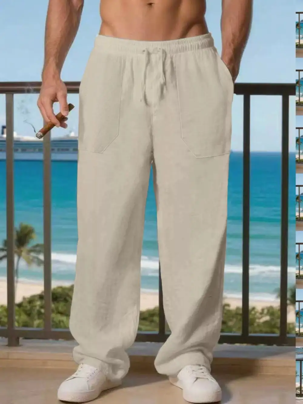 Men's Full Size Casual Loose Linen Pants Plus