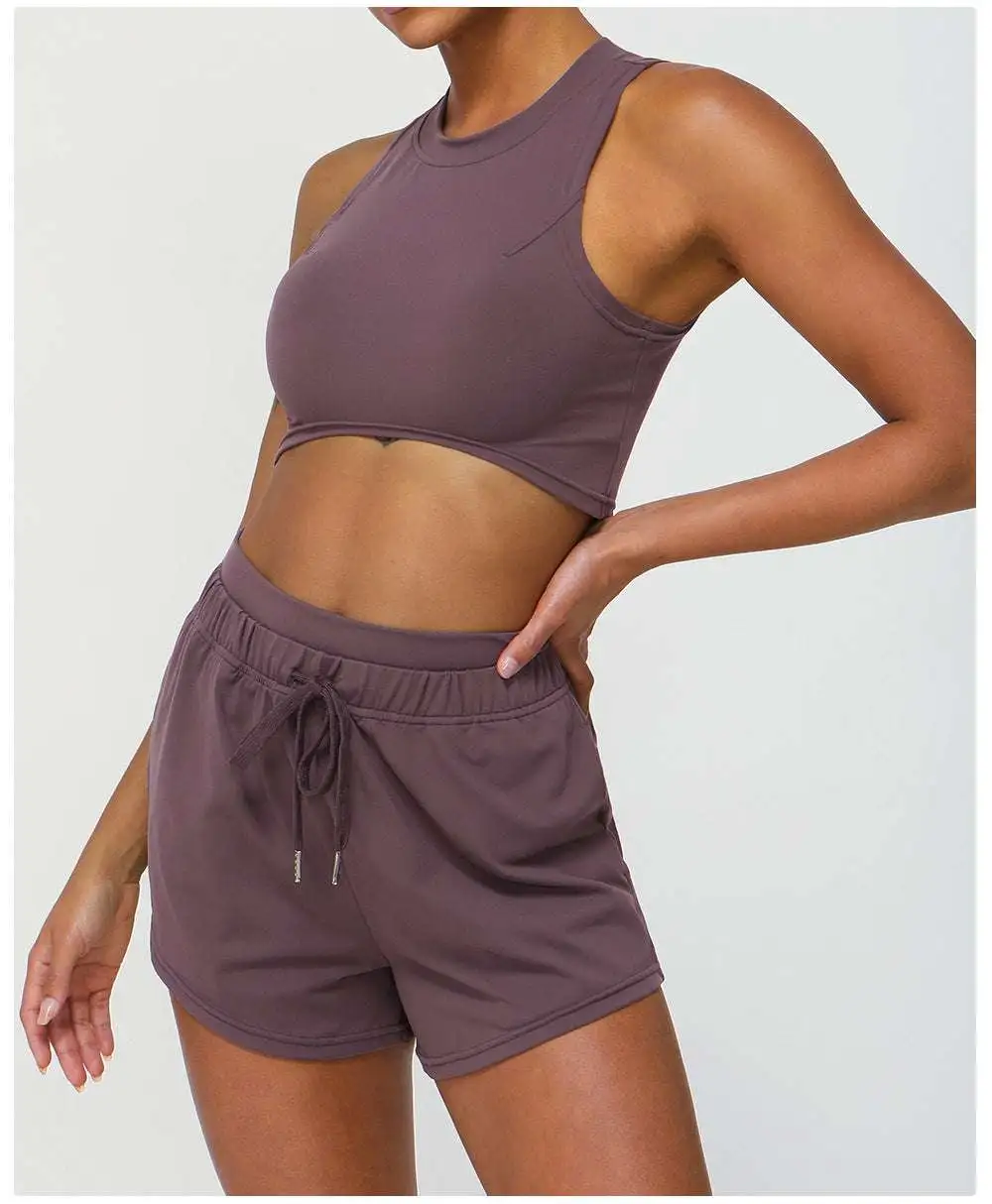 Quick-Dry Sleeveless Bra, Vest and Shorts Active Set