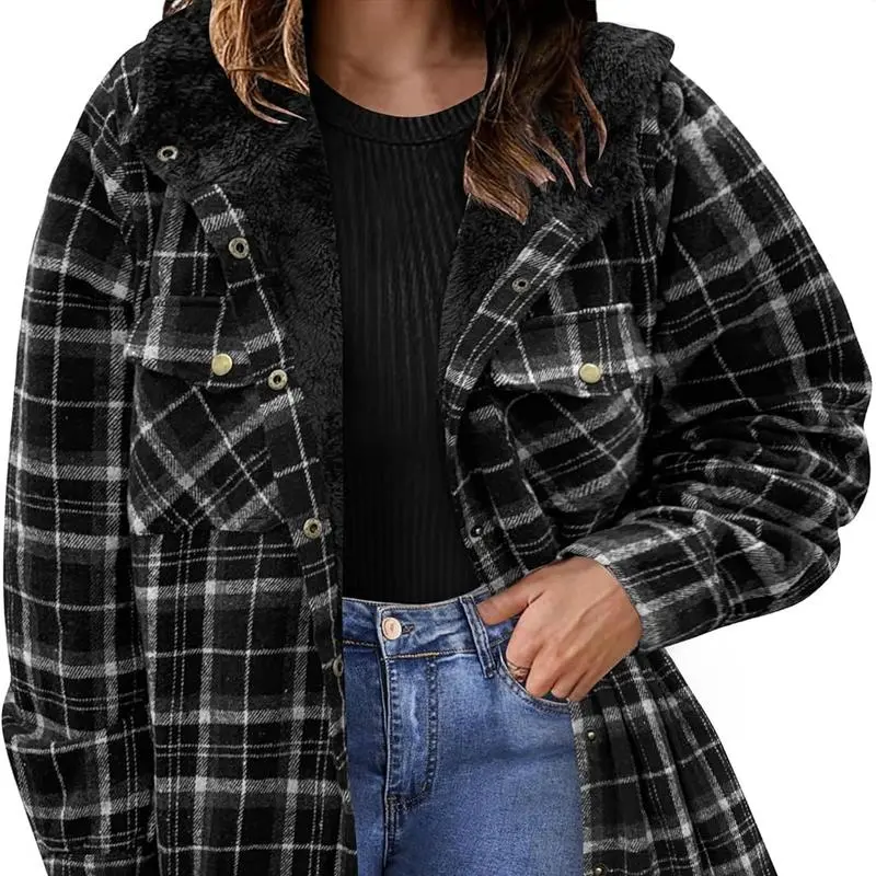Plus Size Women Flannel Plaid Shacket Jacket Cozy Warmth, Effortless Style – Made for Every Body