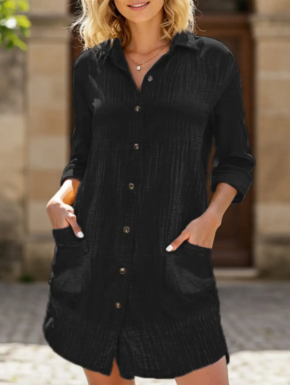 Loose Waist Top Shirt Dress