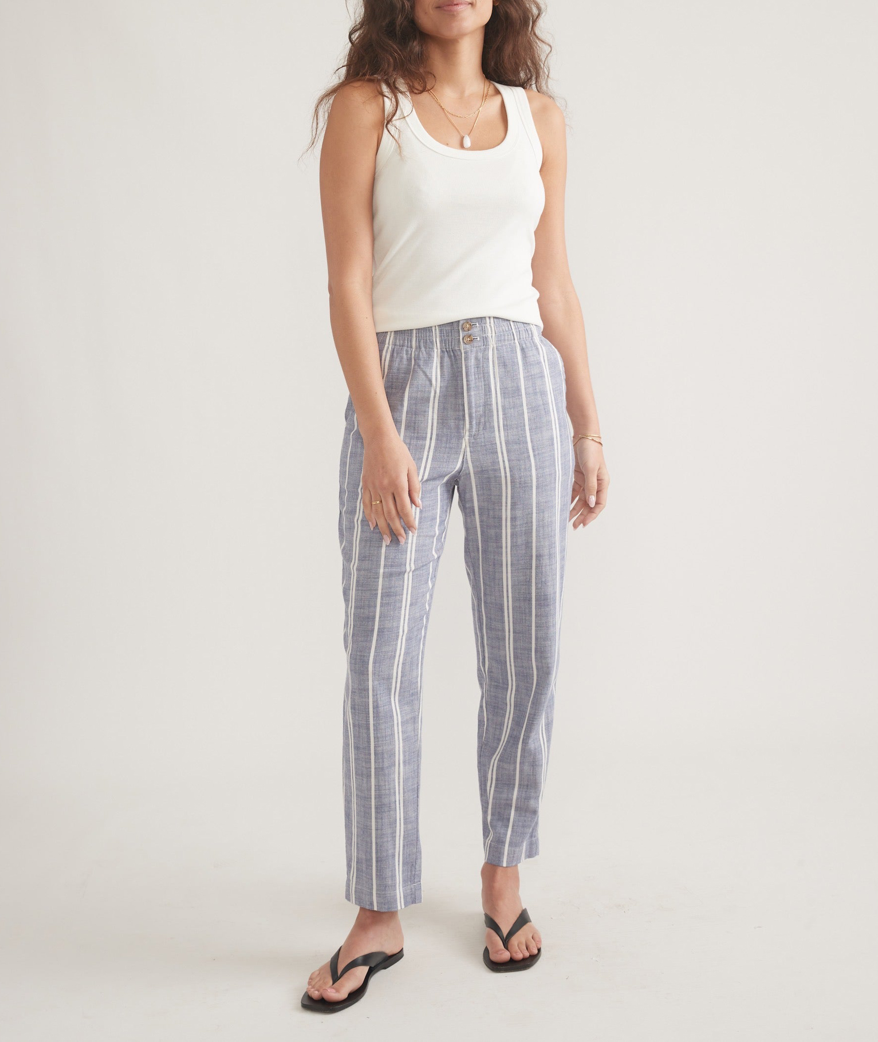 Skipper Blue Striped Cropped Trousers