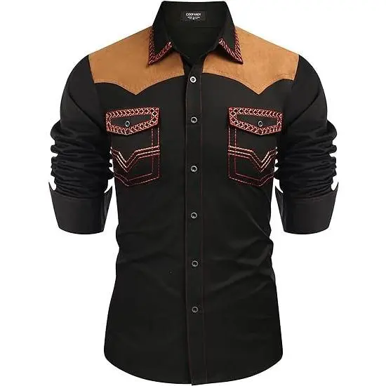 🤠 Men’s Embroidered Western Cowboy Shirt – Rugged Charm. Timeless Style.