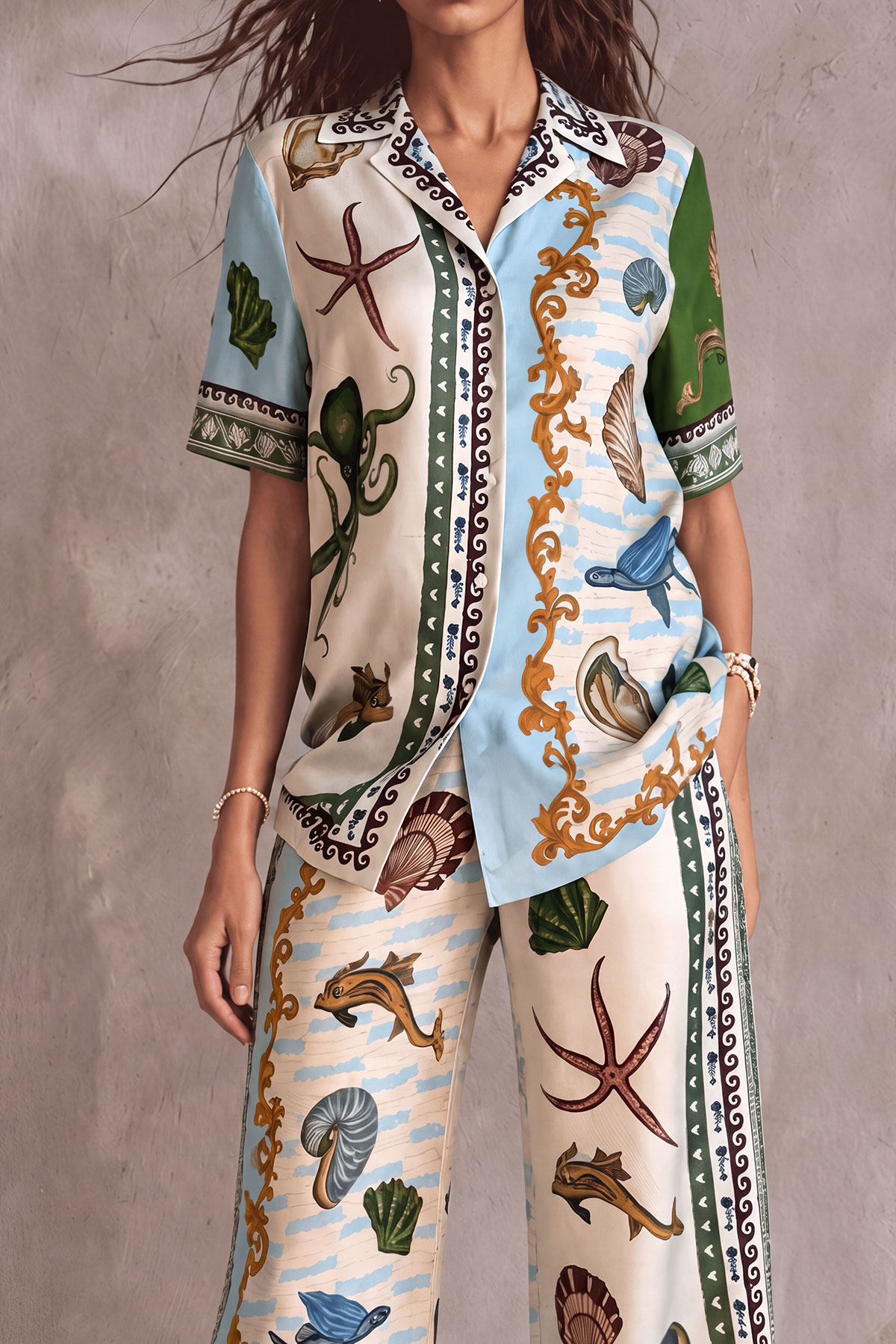 Wide Leg Printed Matching Pants Set