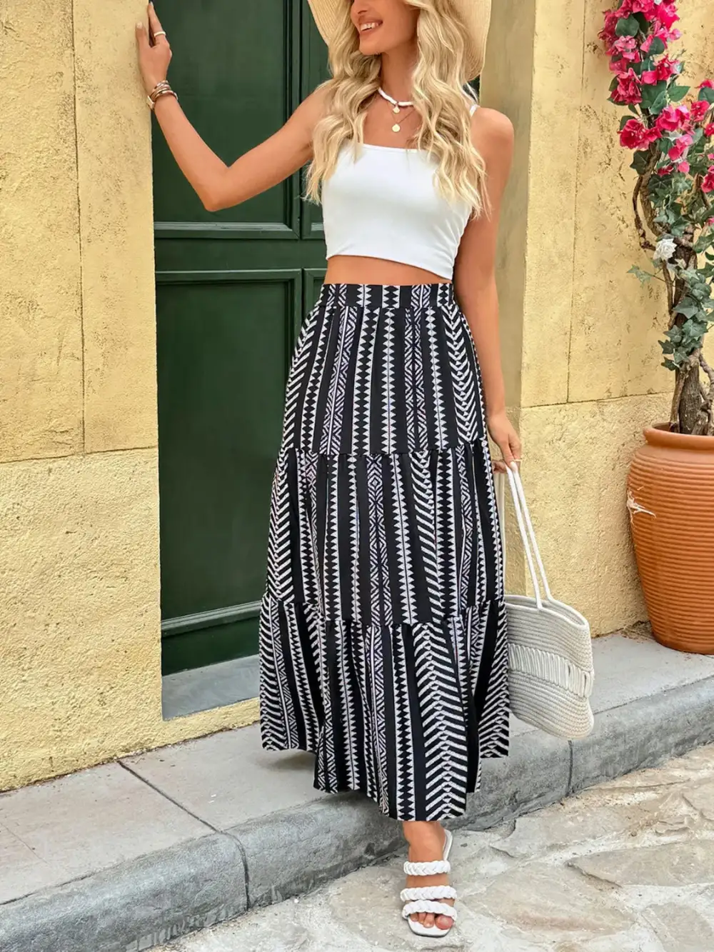 Fine Open Printed Skirt
