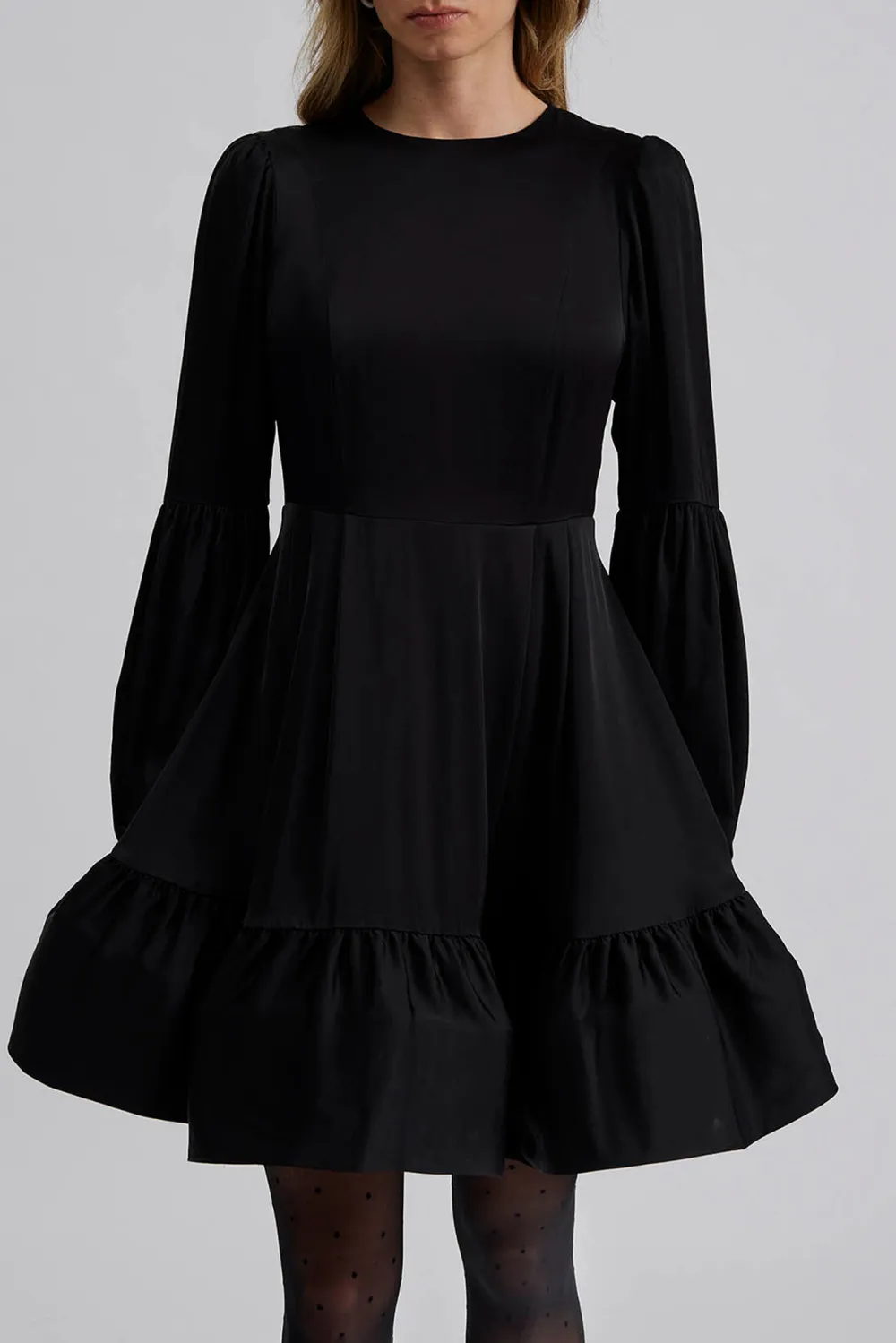 Ruffled Hem Puff Sleeve Mini Dress