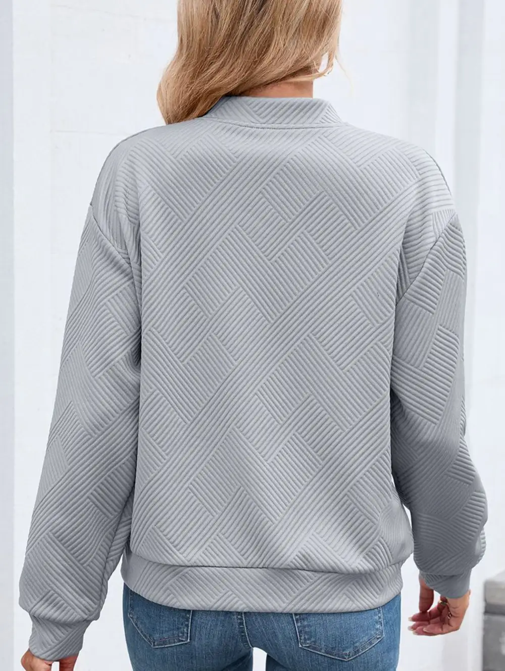 Crew Neck Zipper Loose Long Sleeve Sweatshirt