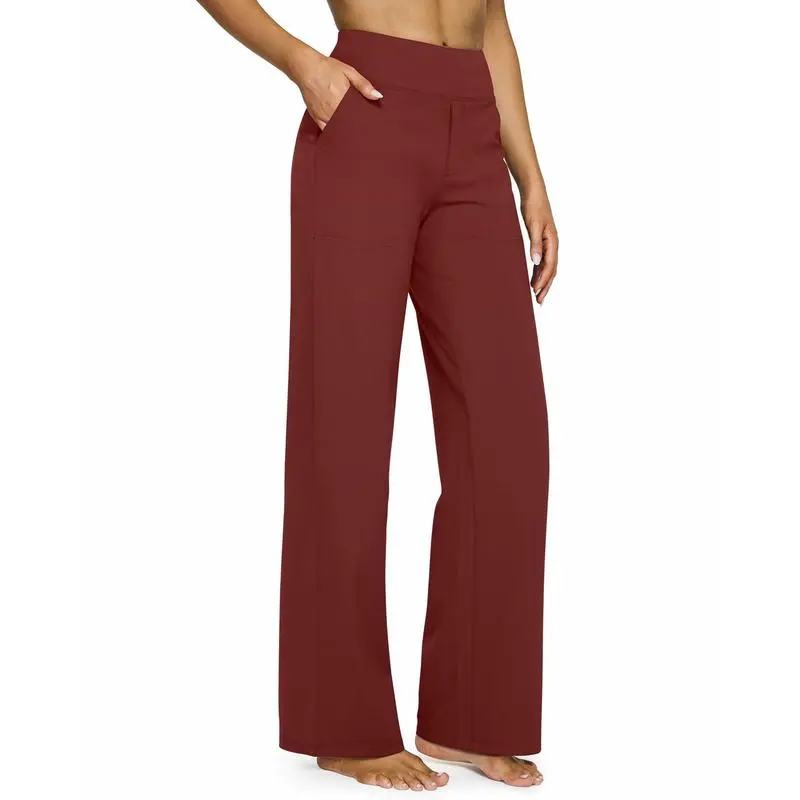 Women's  Loose High-Waist Business Casual Pants Yoga Pants Women Wide Leg Pants with Pockets Comfortable Athletic Sweatpants Outdoorfun