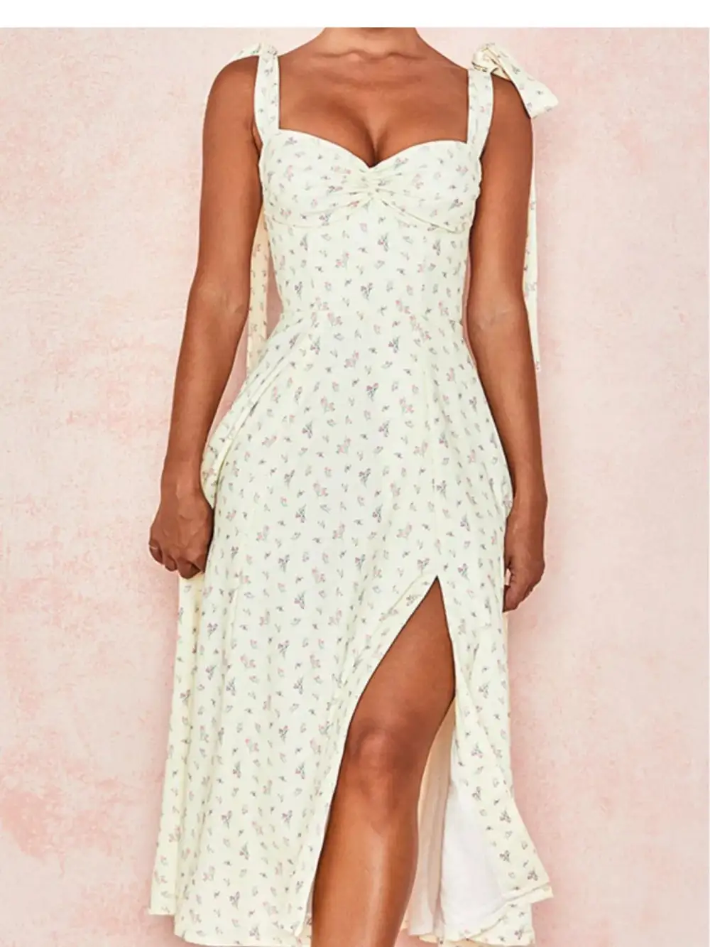 Floral Printed Slit Midi Dress