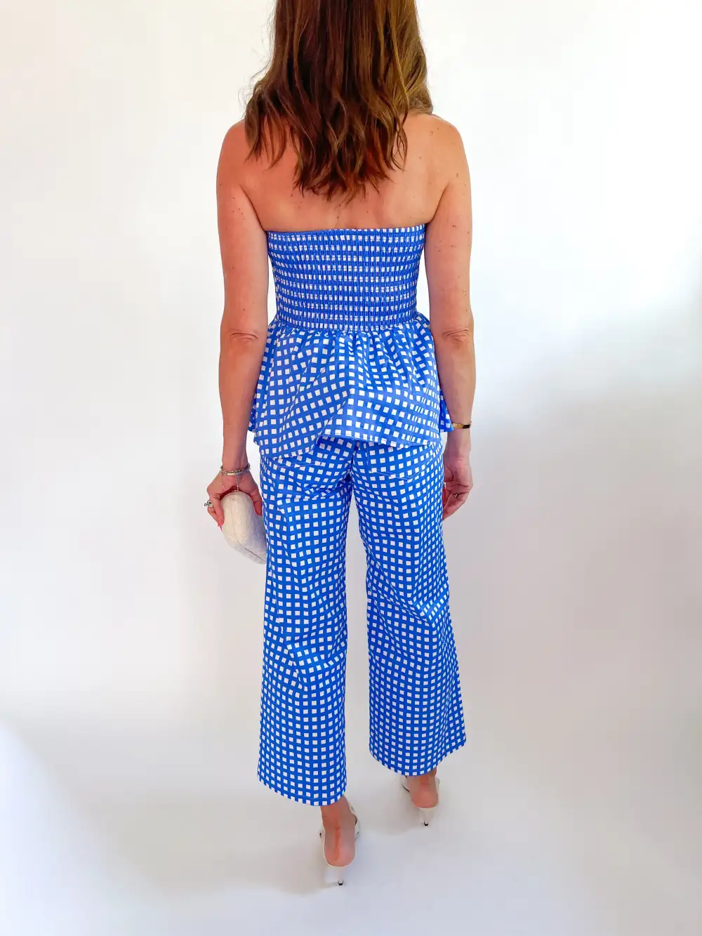Textured Peplum Strapless Top