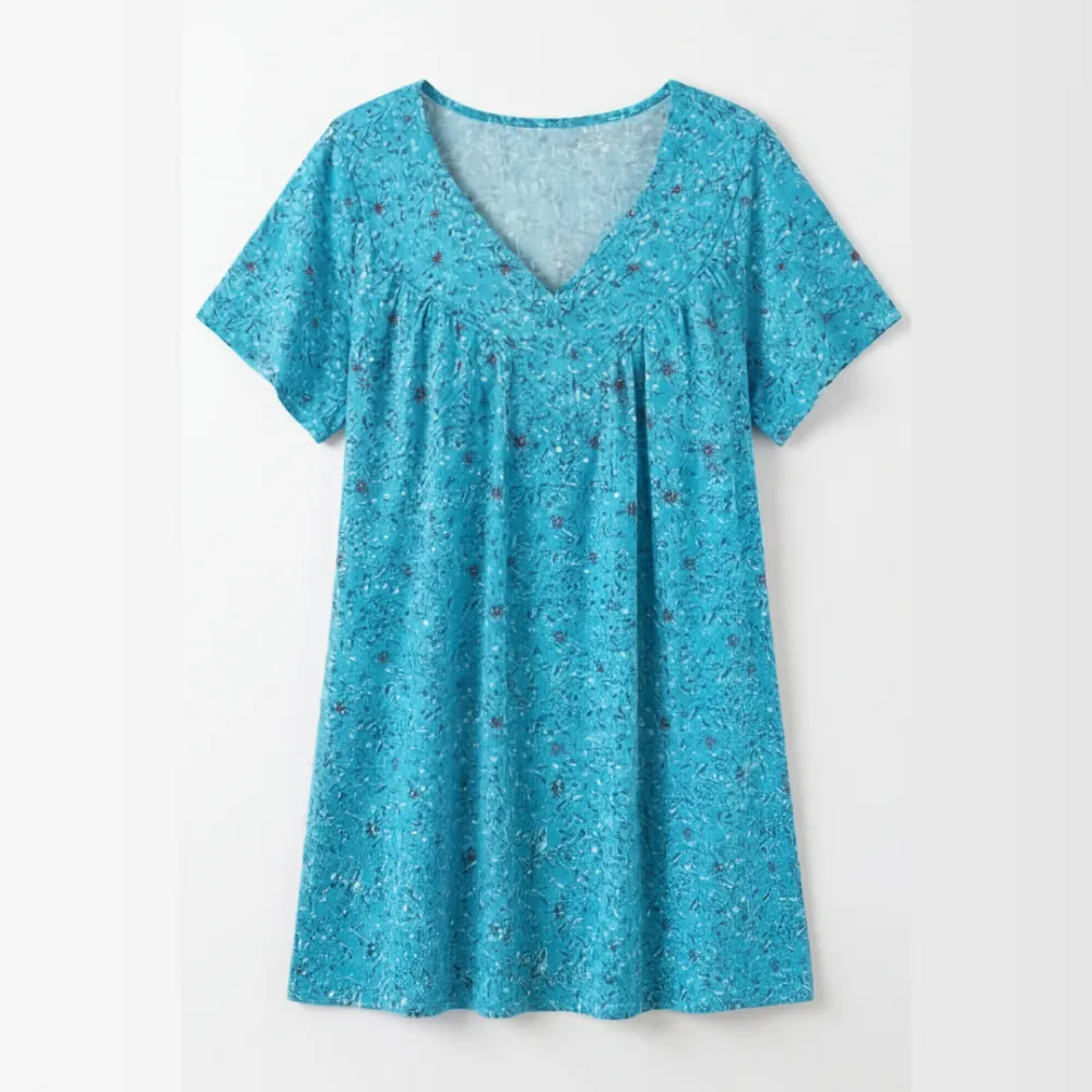 Printed V Neck Flow Blouse