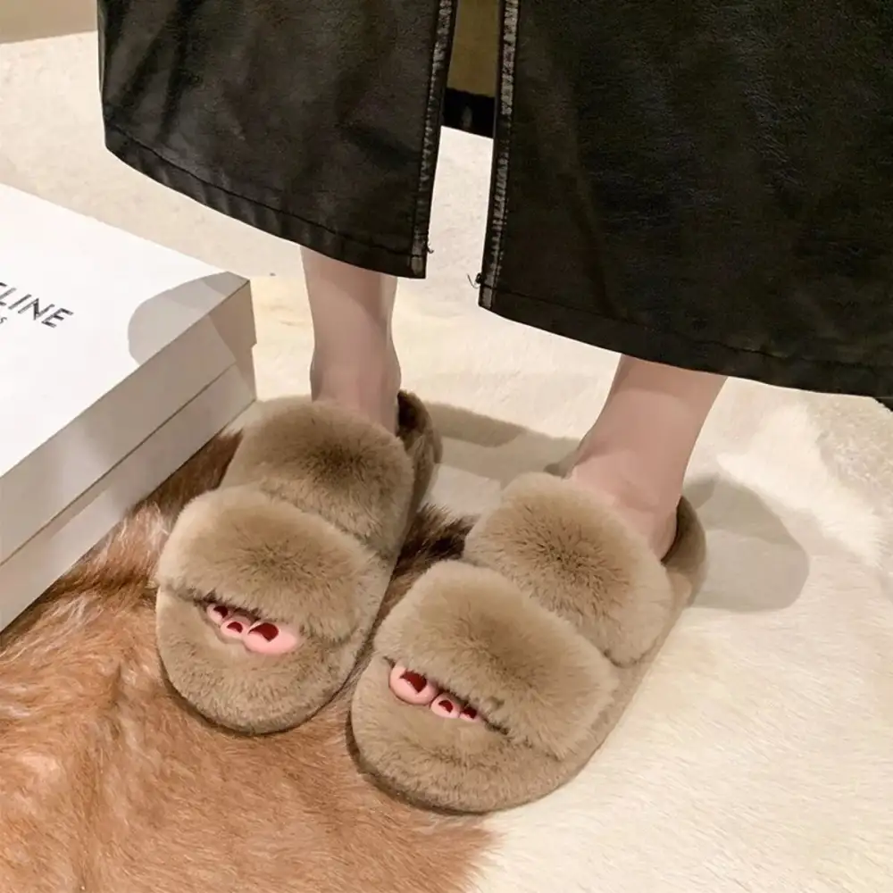 Fluffy Open Toe Slippers