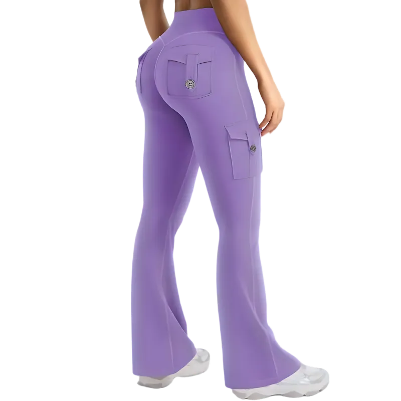 Women's High Waisted Scrunch Flare Yoga Leggings with Pockets