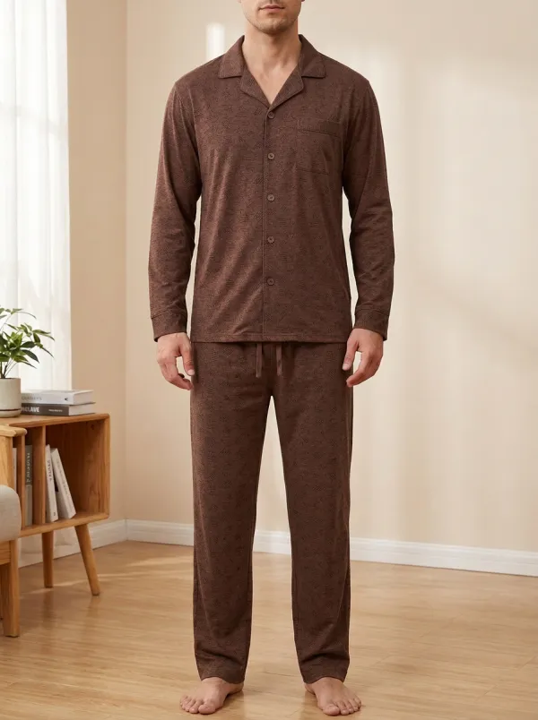 Relaxed Geometric Men's Pajama Set