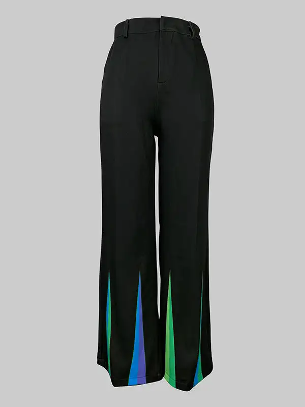 Women's Loose Fit Pocket Printed Patchwork Pants