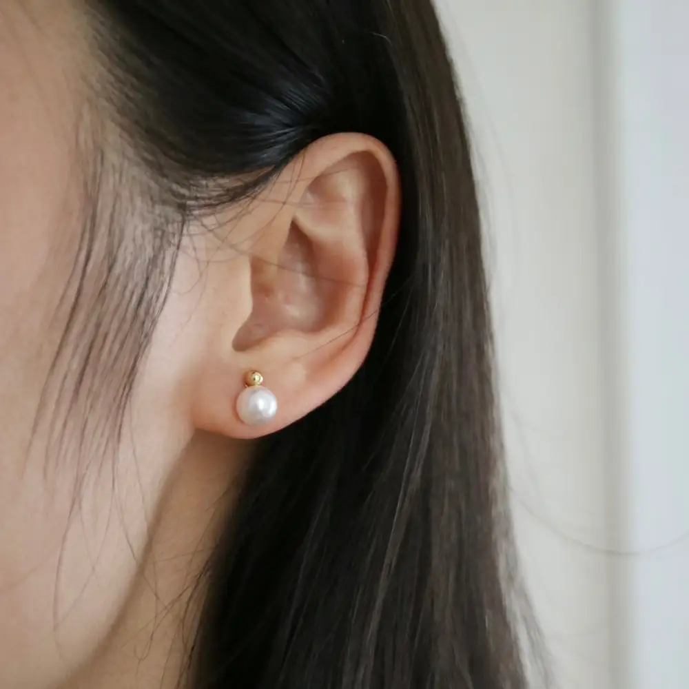 Double-Sided Pearl Stud Earrings