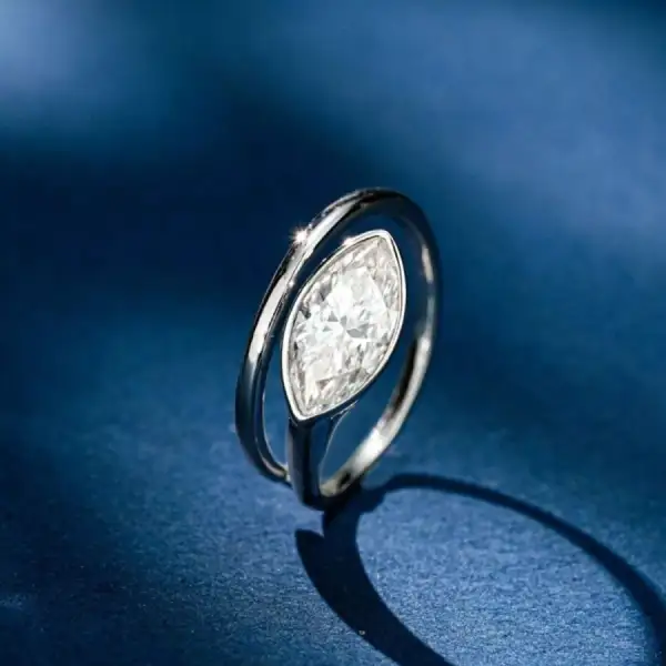 Delicate Sparkle Sterling Silver Marquise Bypass Ring