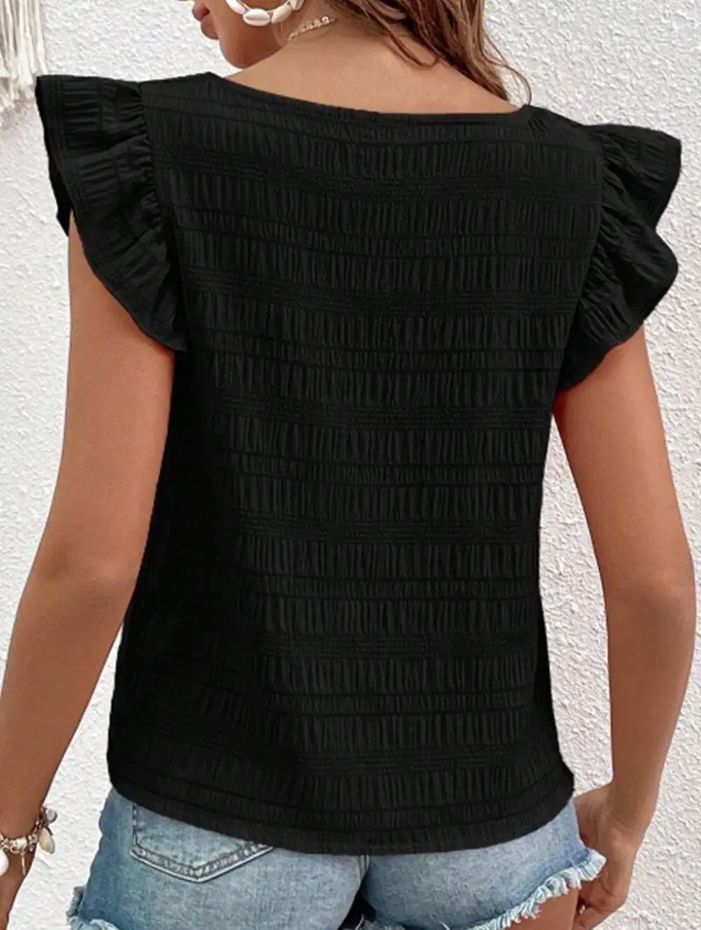 Square Neck Short Sleeves T Shirts Tee