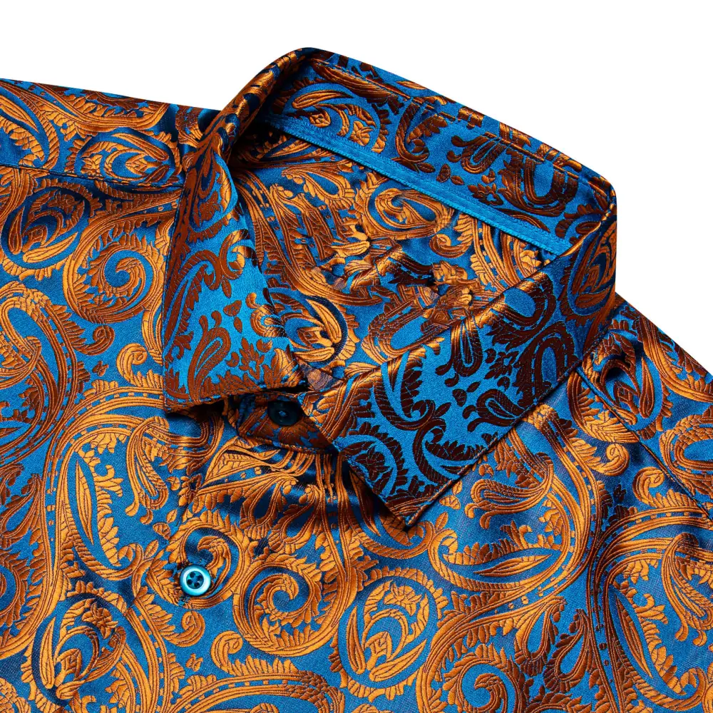 Polished Paisley Long Sleeve Silk Dress Shirt