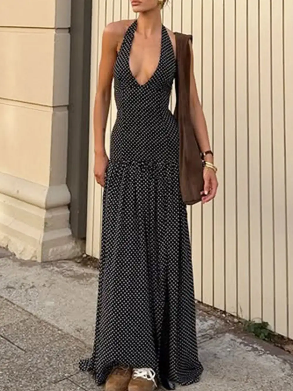 Clean Line Polka Dot Maxi Dress