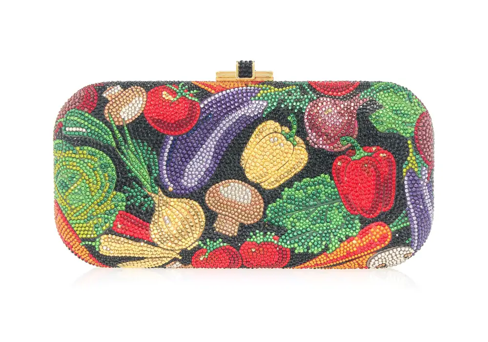 Ornate Vegetable Pattern Long Slide Evening Clutch