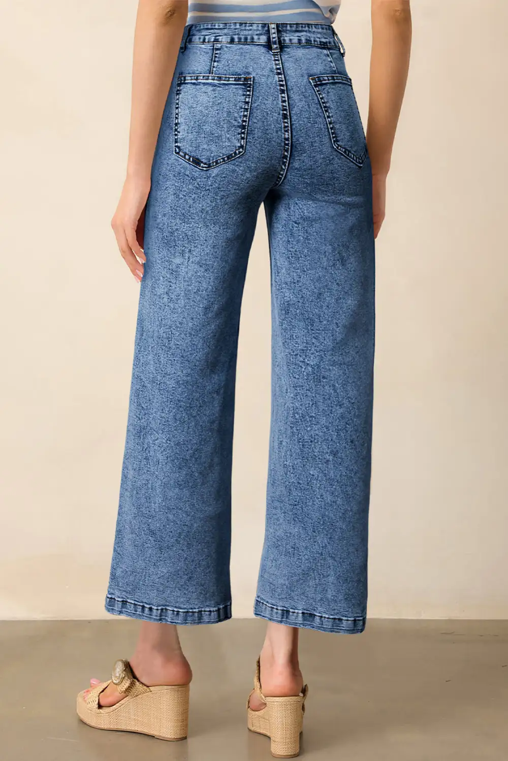 Patch Pocket Straight Leg Loose Jeans