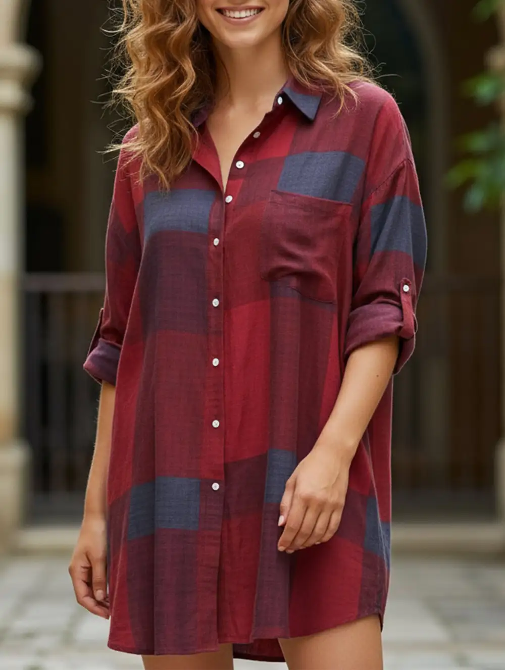 Cardigan Long-Sleeved Lapel Mid-Length Shirt