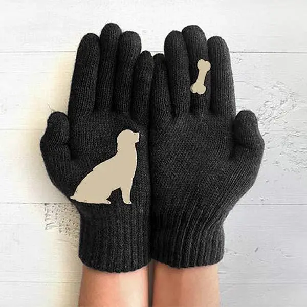 Women'S Kitten And Fish Print Gloves 43443504C