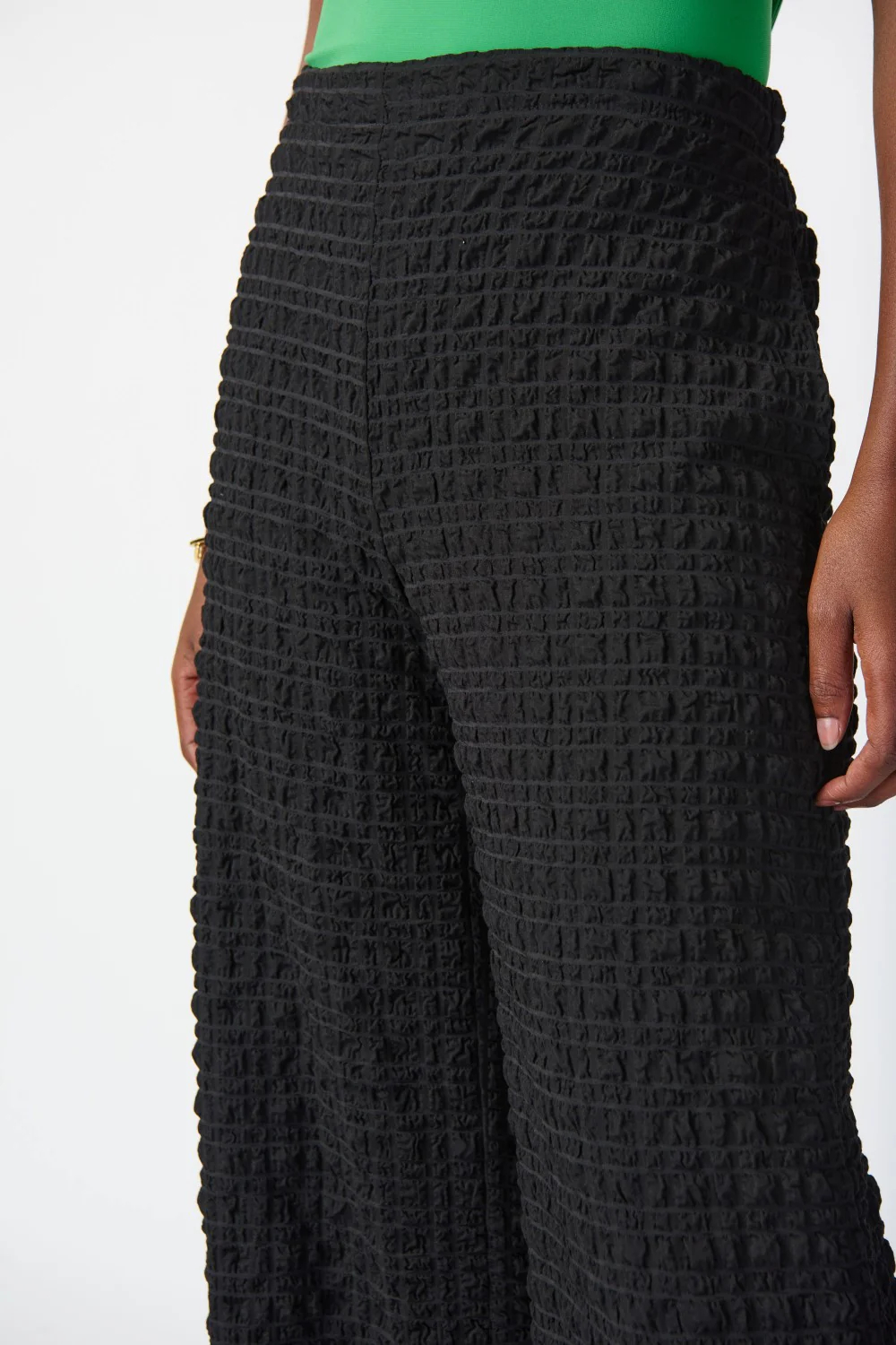 Dark Gray Textured Wide - Leg Pants