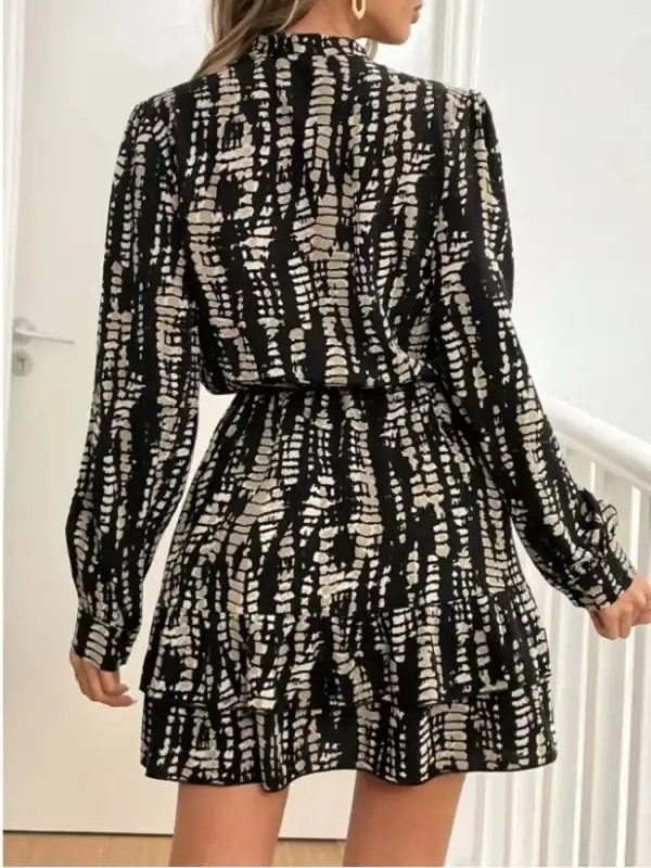 Comfort Fit Ruffle Long Sleeve Mini Dress