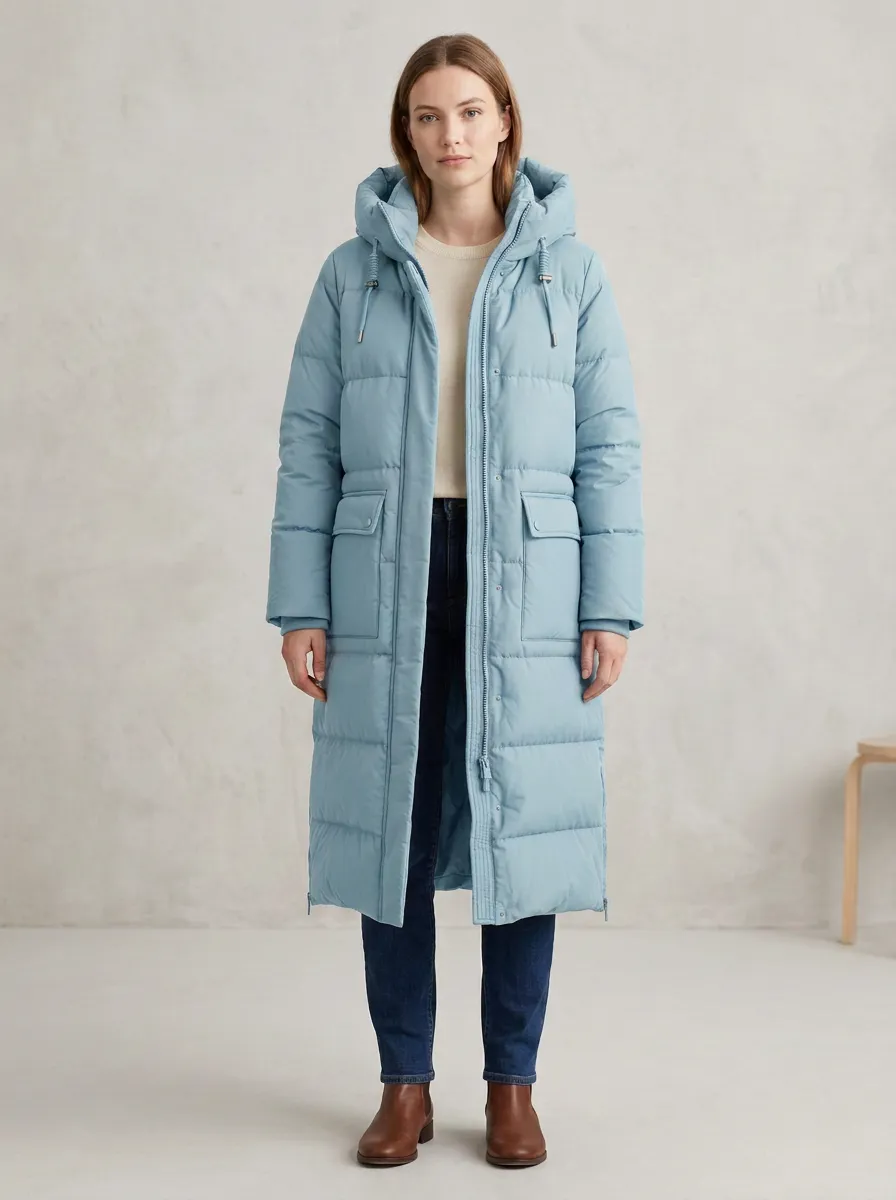 Outdoor-Inspired Padded Long Hooded Coat