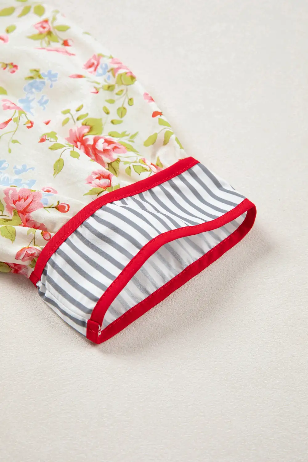 Relaxed Shape Floral Striped Puff Sleeve Dress