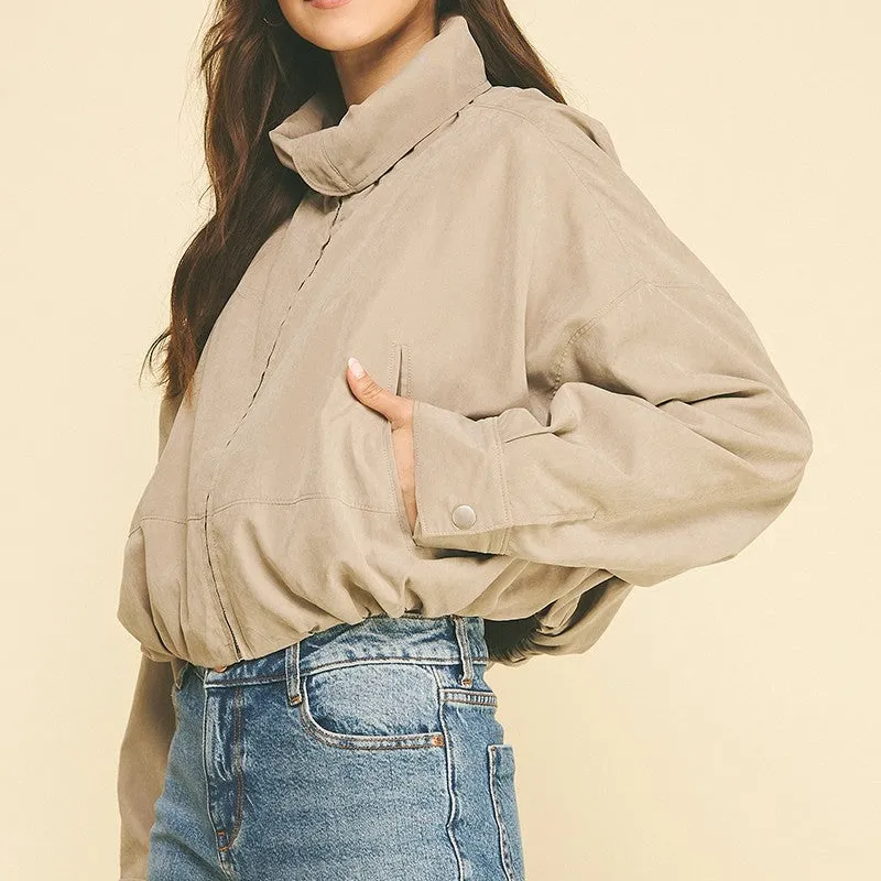 Bubble Hem Zip Front Jacket