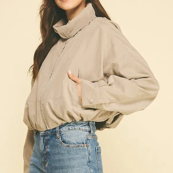 Bubble Hem Zip Front Jacket