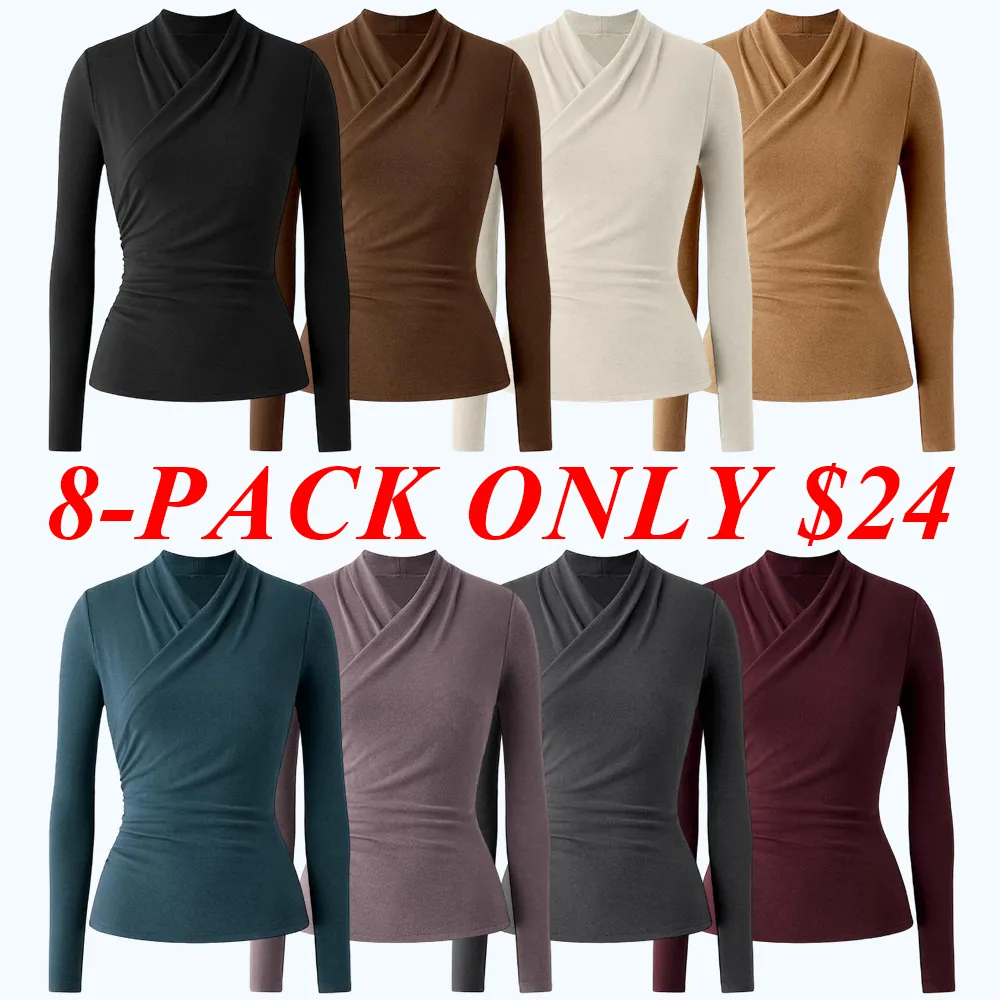 Chic Surplice Long Sleeve Top – Casual & Elegant Shirt