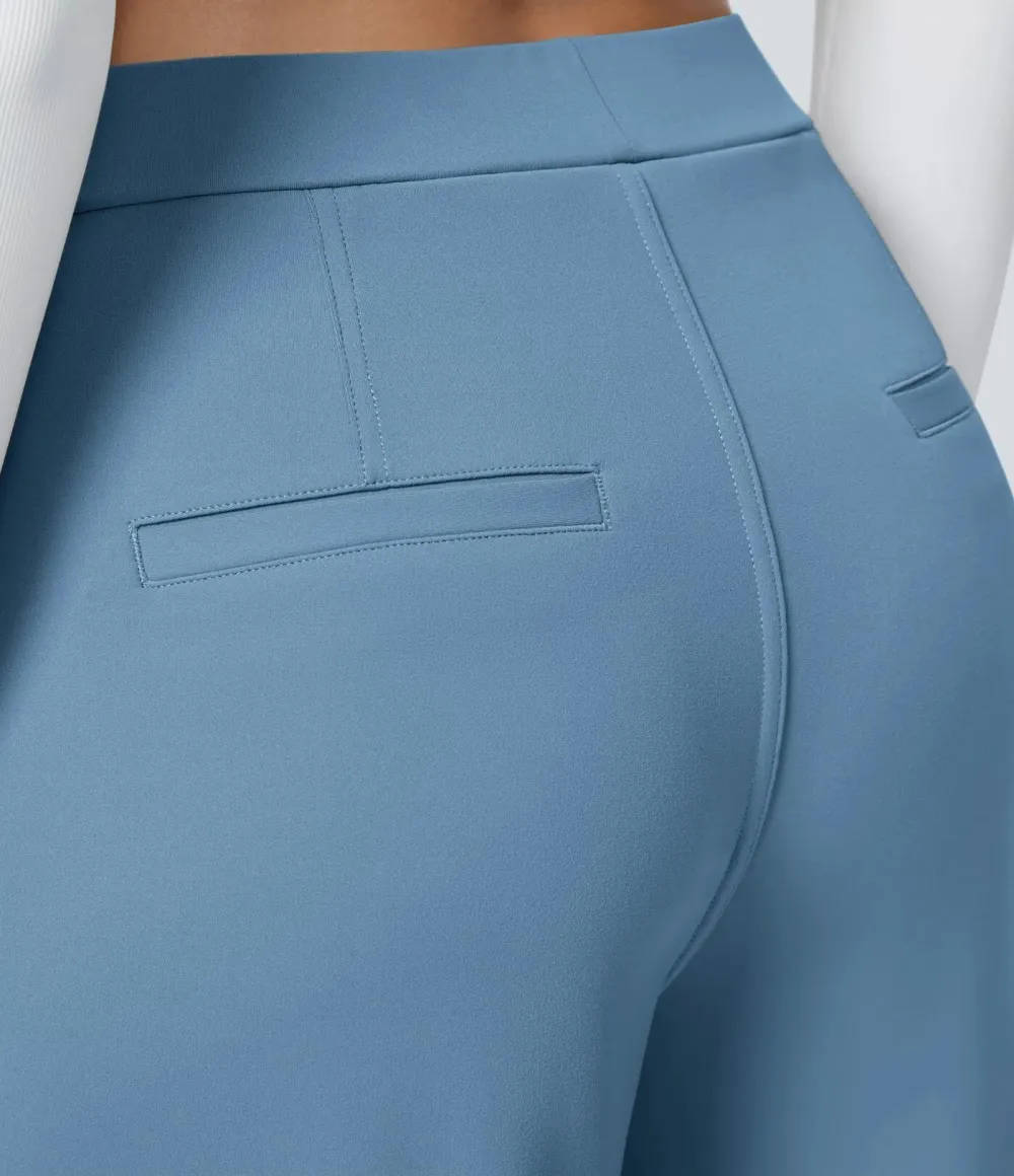 High Waisted Side Pocket Straight Leg Work Pants