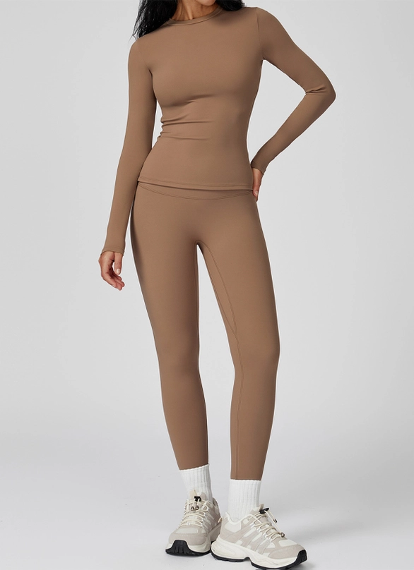 Long Sleeve Top with High Waist Sculpted Leggings Set