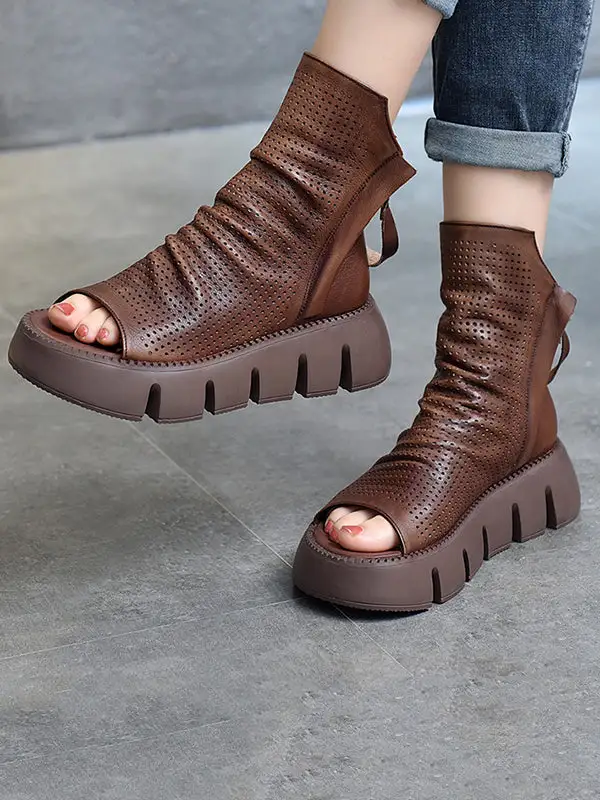 Urban Zip Cutout Platform Heeled Sandals
