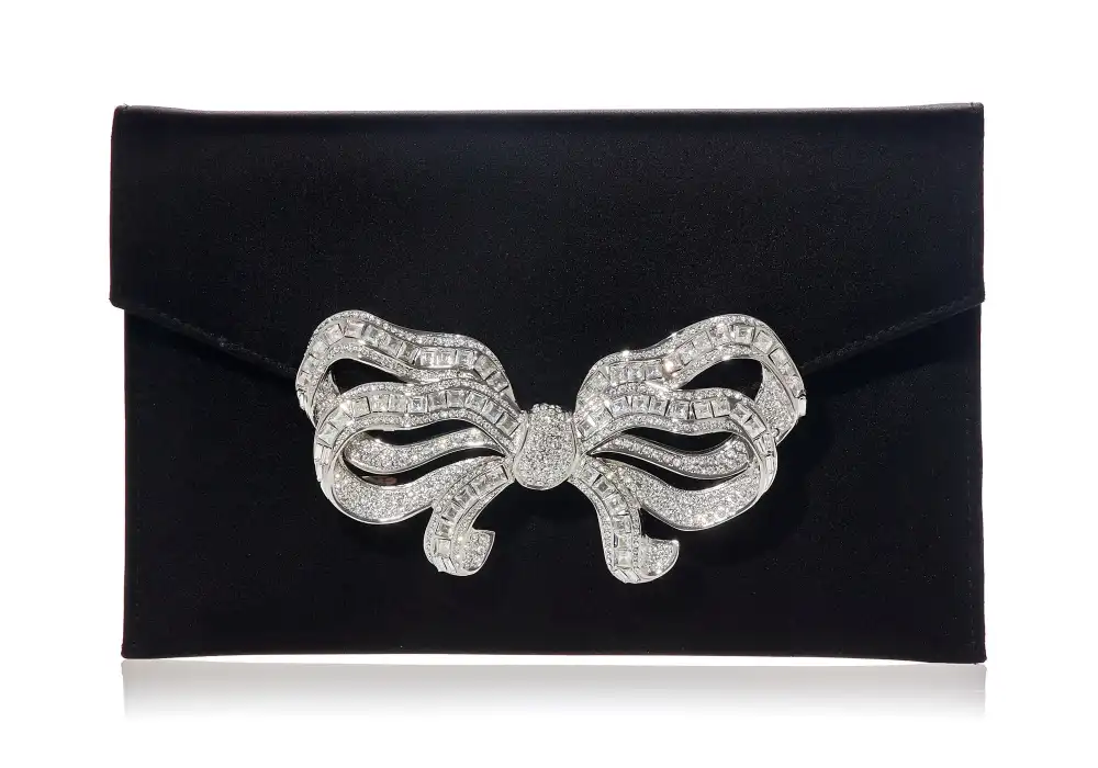 Polished Bow Envelope Crystal Minaudiere