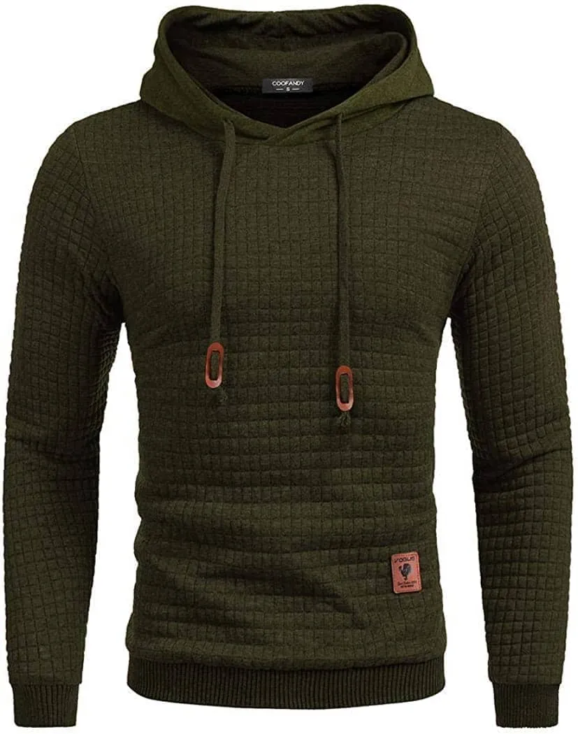 Gym Drawstring Plaid Jacquard Hoodie