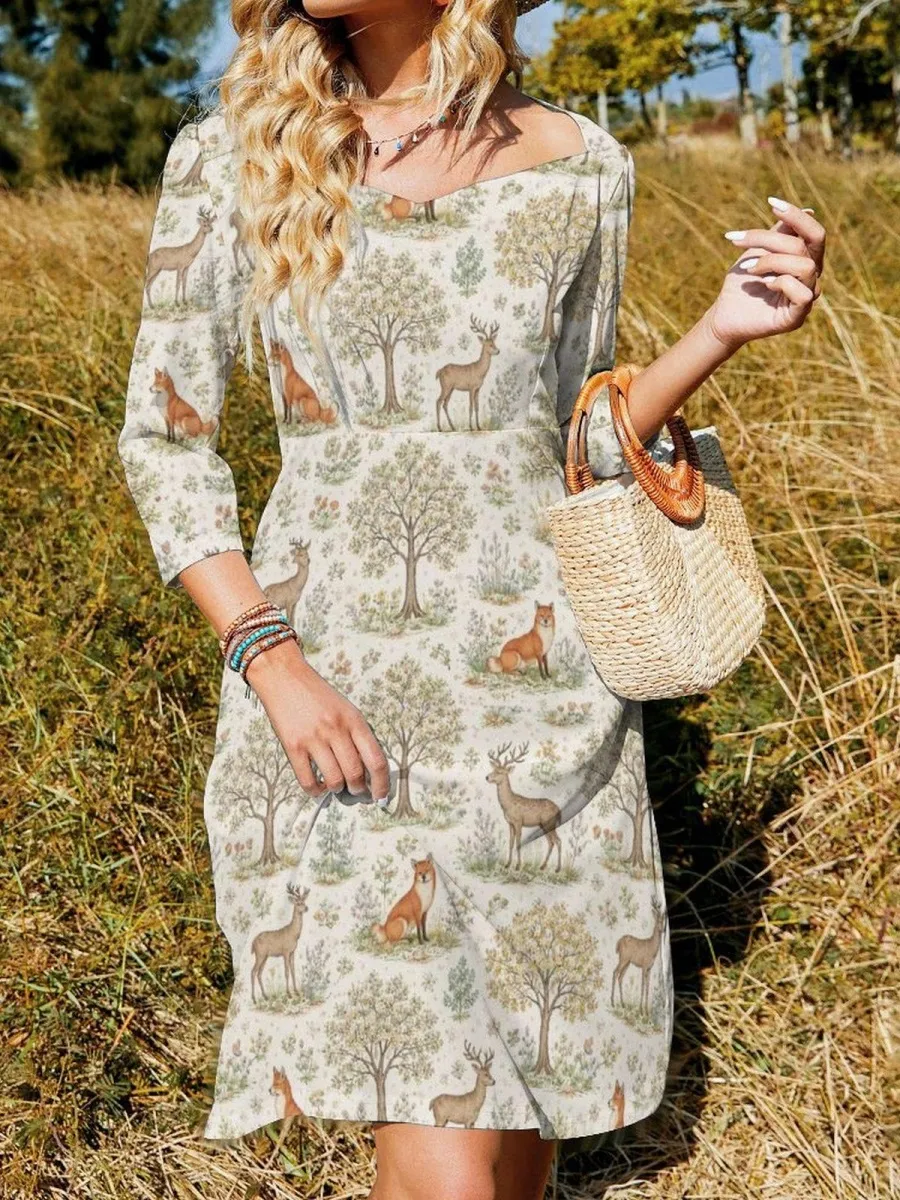 Woodland Animal Print Dress
