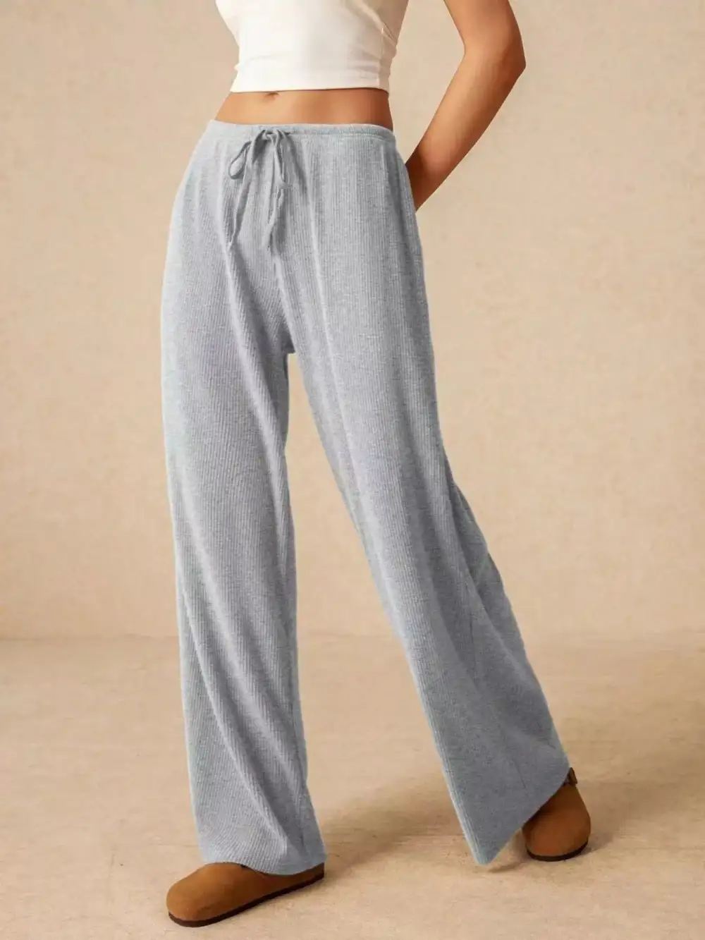 Wide Leg Drawstring Casual Everyday Pants