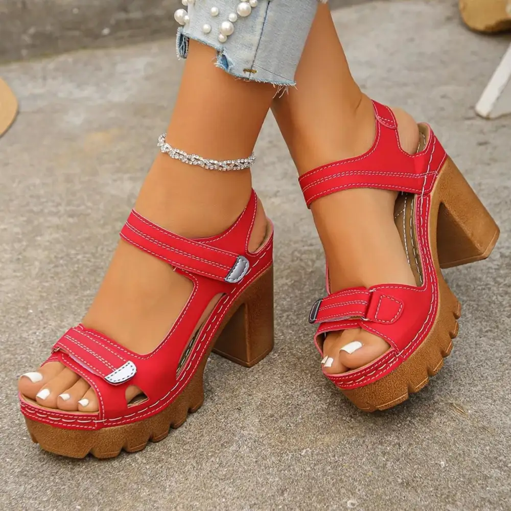 Effortless Open Toe Block Heel Sandals
