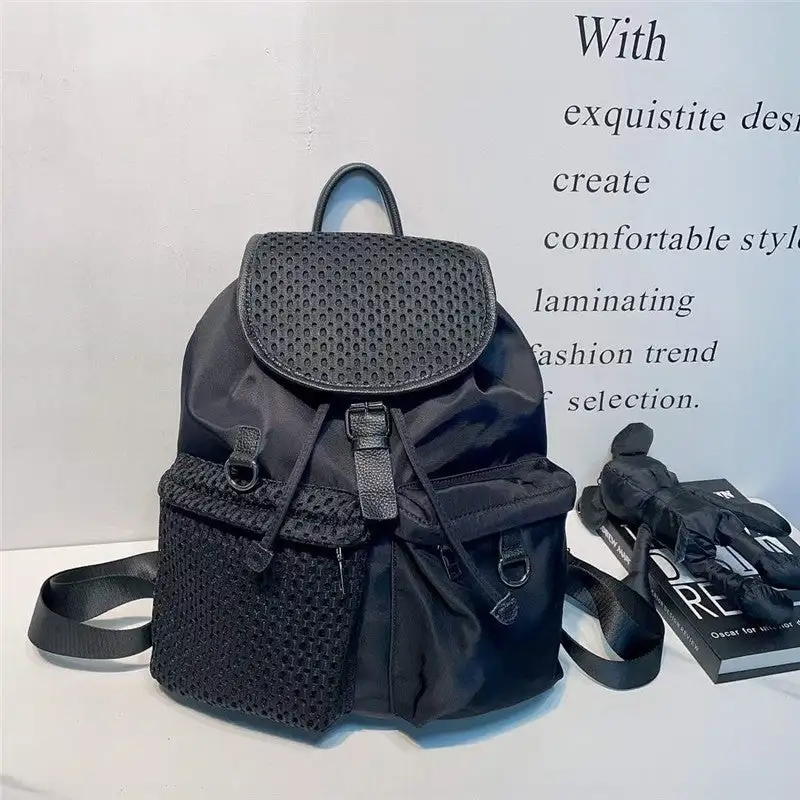 Casual Drawstring Flap Backpack with Pockets