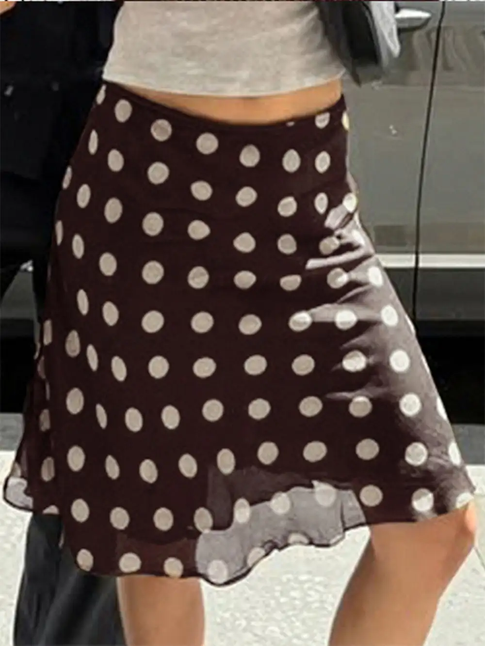 Sharp Mesh Polka Skirt