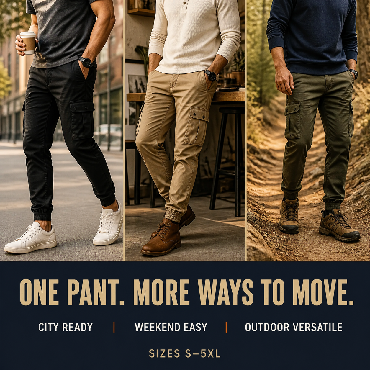 men's cargo joggers for city weekend and outdoor use