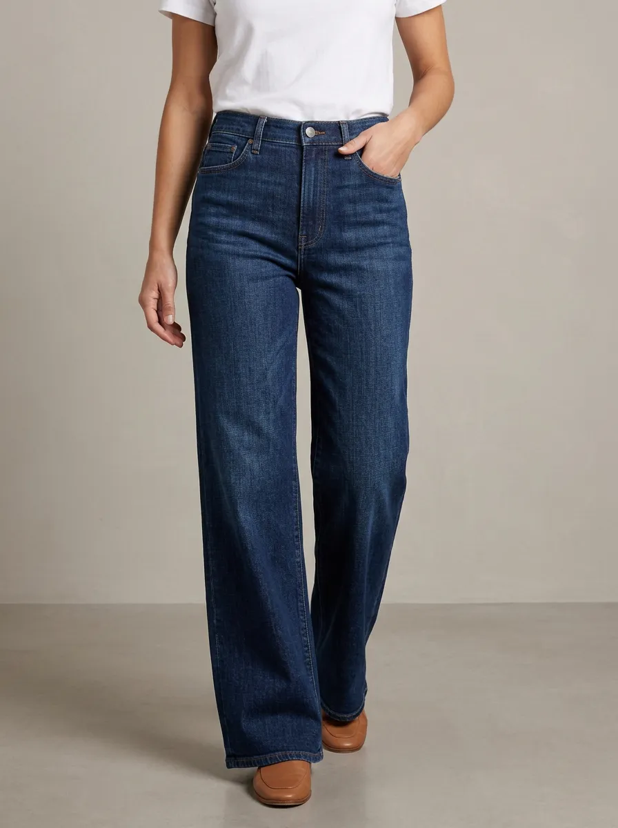 Relaxed-Fit High-Rise Wide-Leg Washed Denim Jeans