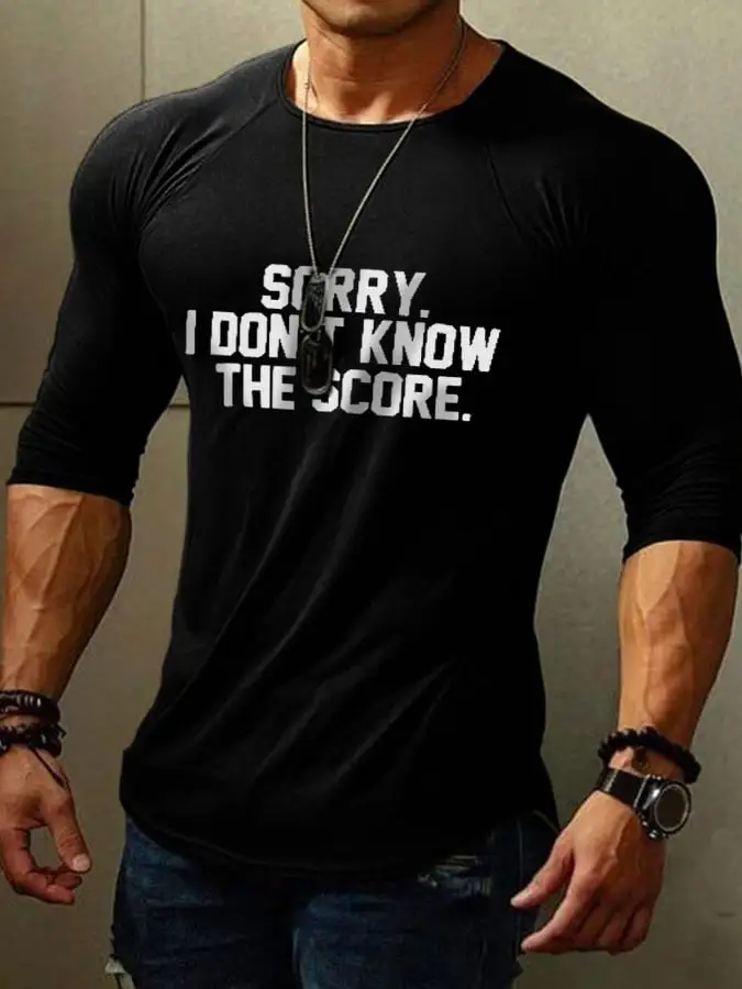 Men's Sorry I Don't Know The Score Print Long Sleeve T-Shirt