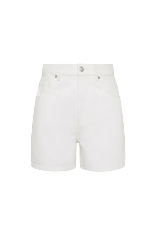 White High-Rise Denim Shorts