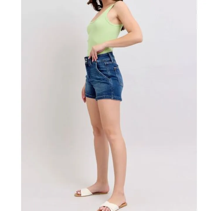 Full Size Double Button Waistband Denim Shorts Plus Size
